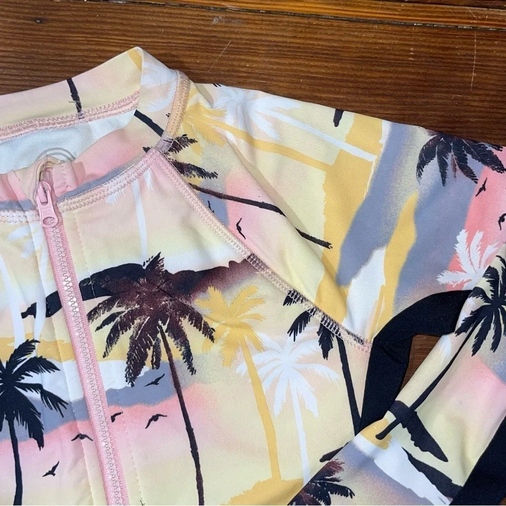 Wonder Nation Pink and Yellow Rashguard Swim Set